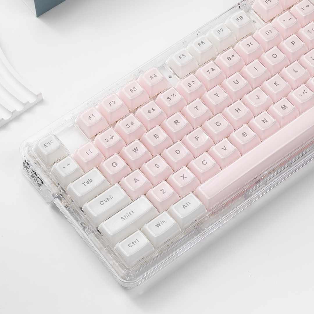 Keyboard Gaming Transparent - Clavettes transparentes en cristal rose et