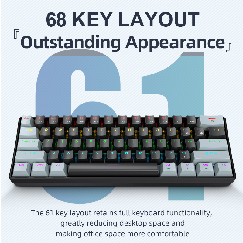 Gaming Keyboard Hot Swappable - APAYADO K61 Mini clavier mécanique, filaire,