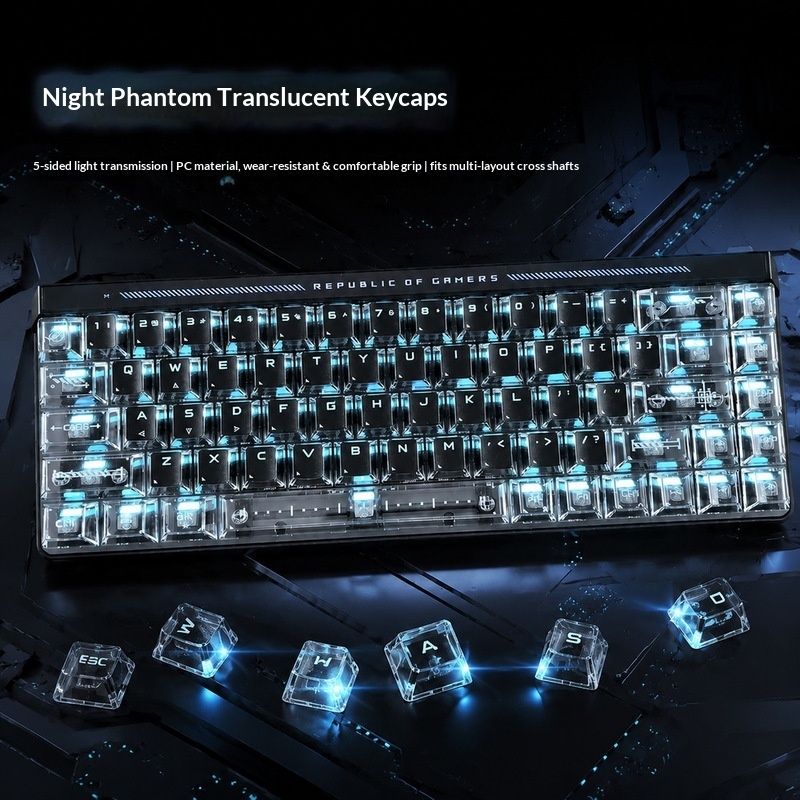 Keyboard Gaming Transparent - Touches de clavier rétroéclairées transparentes, hauteur