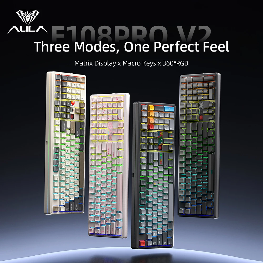 Gaming Keyboard Hot Swappable - Clavier mécanique AULA F108 Pro V2,