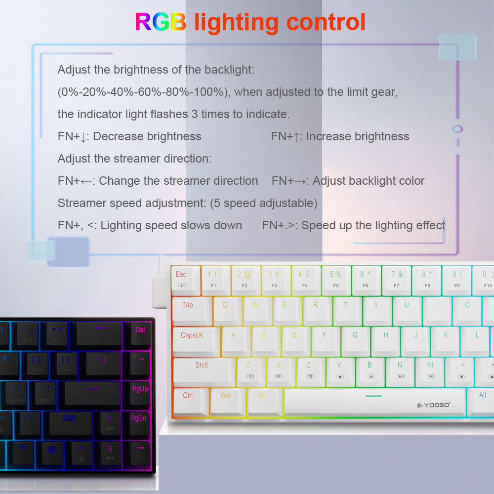 E-YOOSO Z686 RGB USB 60% Mini  - Gaming Keyboard E Yooso avis et prix